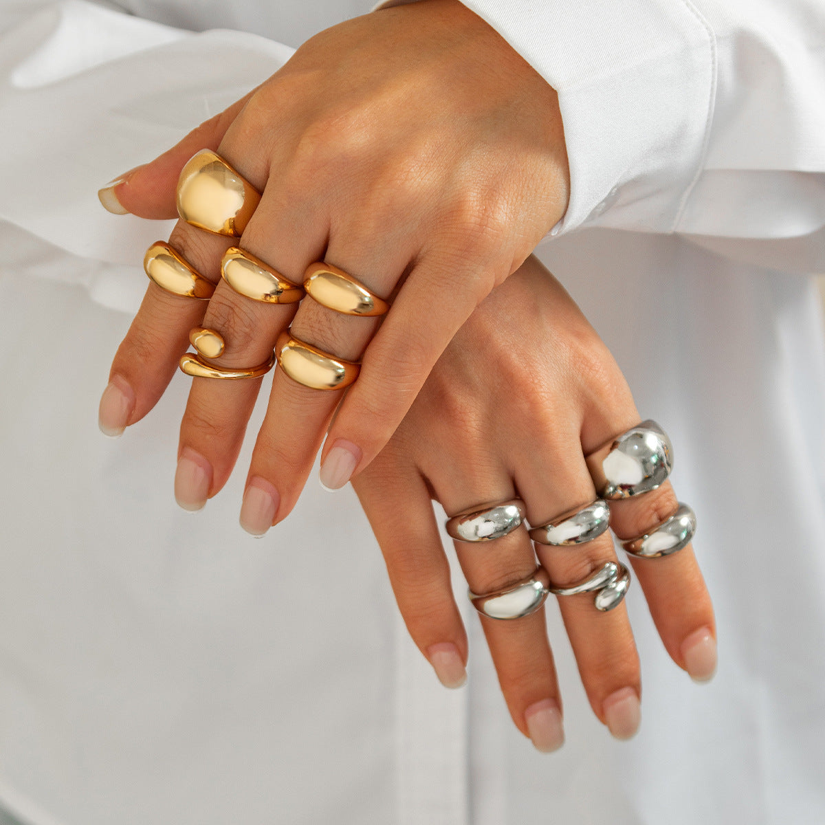 Trendy Geometric Metal Drop Rings For Women