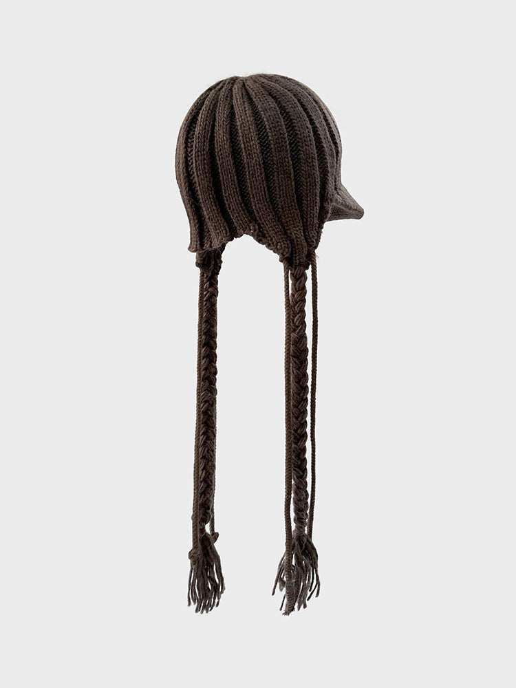 Cute Braid Tassel Ear Flap Beanie Knit Hat