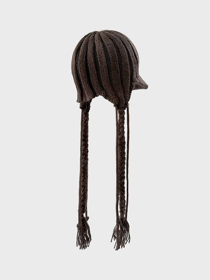 Cute Braid Tassel Ear Flap Beanie Knit Hat