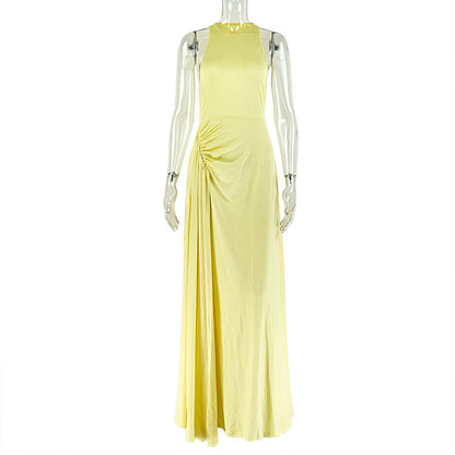 Solid Color Slim Fit Bodycon Dress Stylish Sleeveless Round Neck