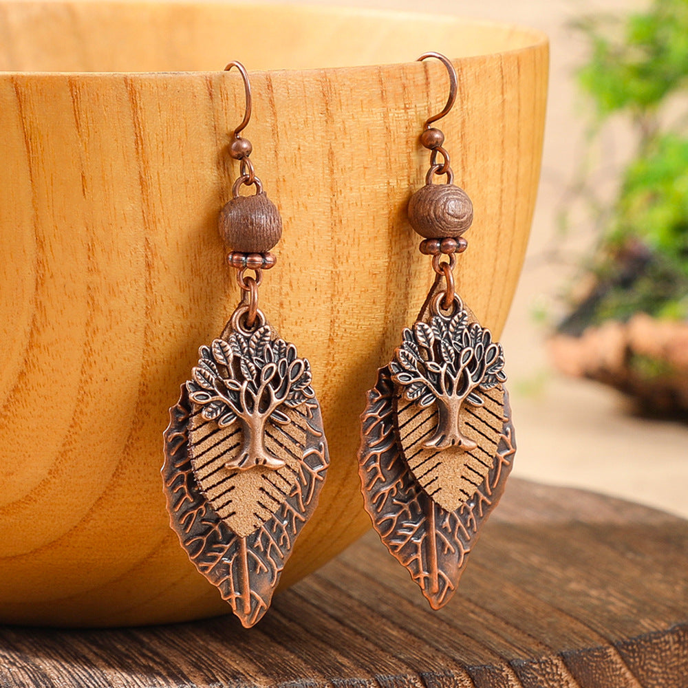Bohemian Style Leaf Earrings Trendy Zinc Alloy Jewelry