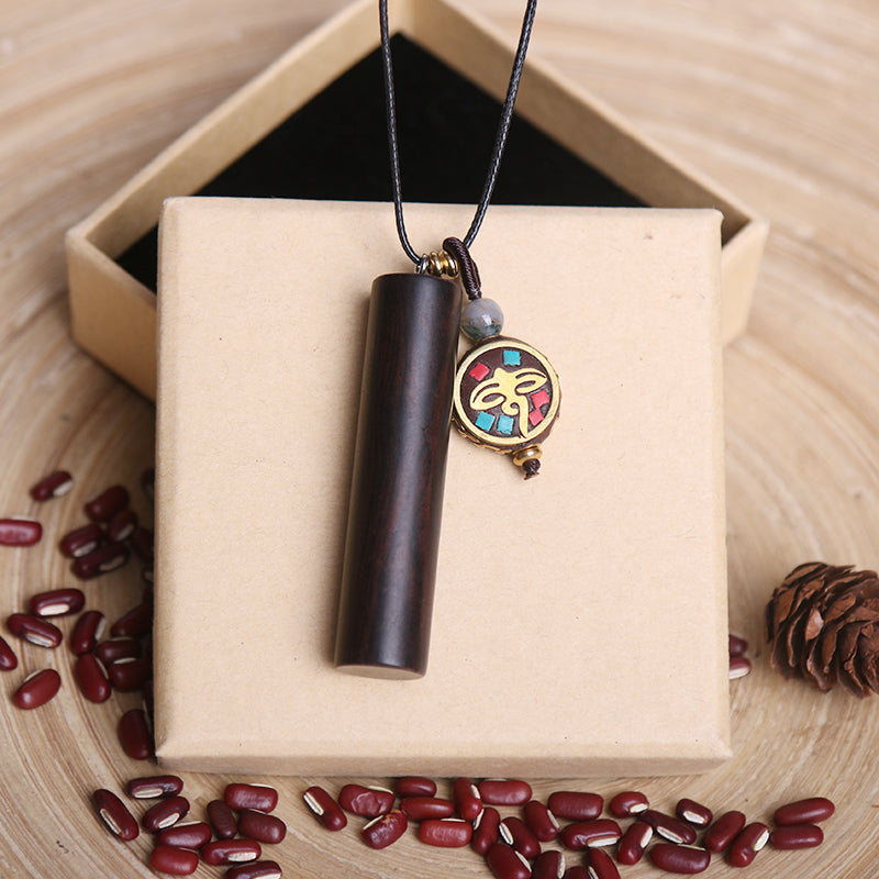 Ethnic Nepalese Ebony Letter Necklace Peace Brand Retro Simple Sweater Chain Costume Accessories Long Necklace