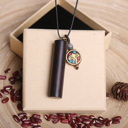 Ethnic Nepalese Ebony Letter Necklace Peace Brand Retro Simple Sweater Chain Costume Accessories Long Necklace