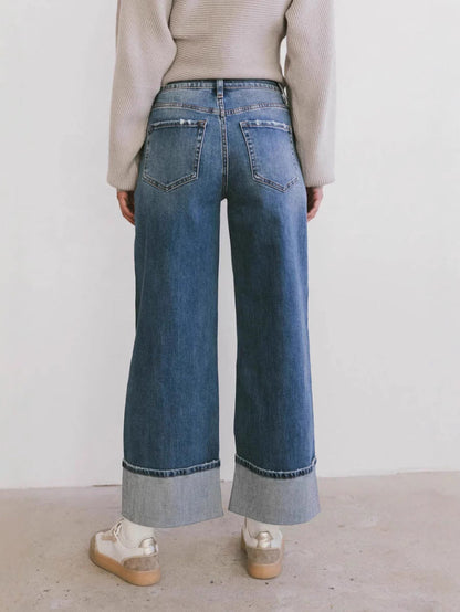 Casual Loose-Fit Mid-Rise Straight Leg Women's Fashion Jeans