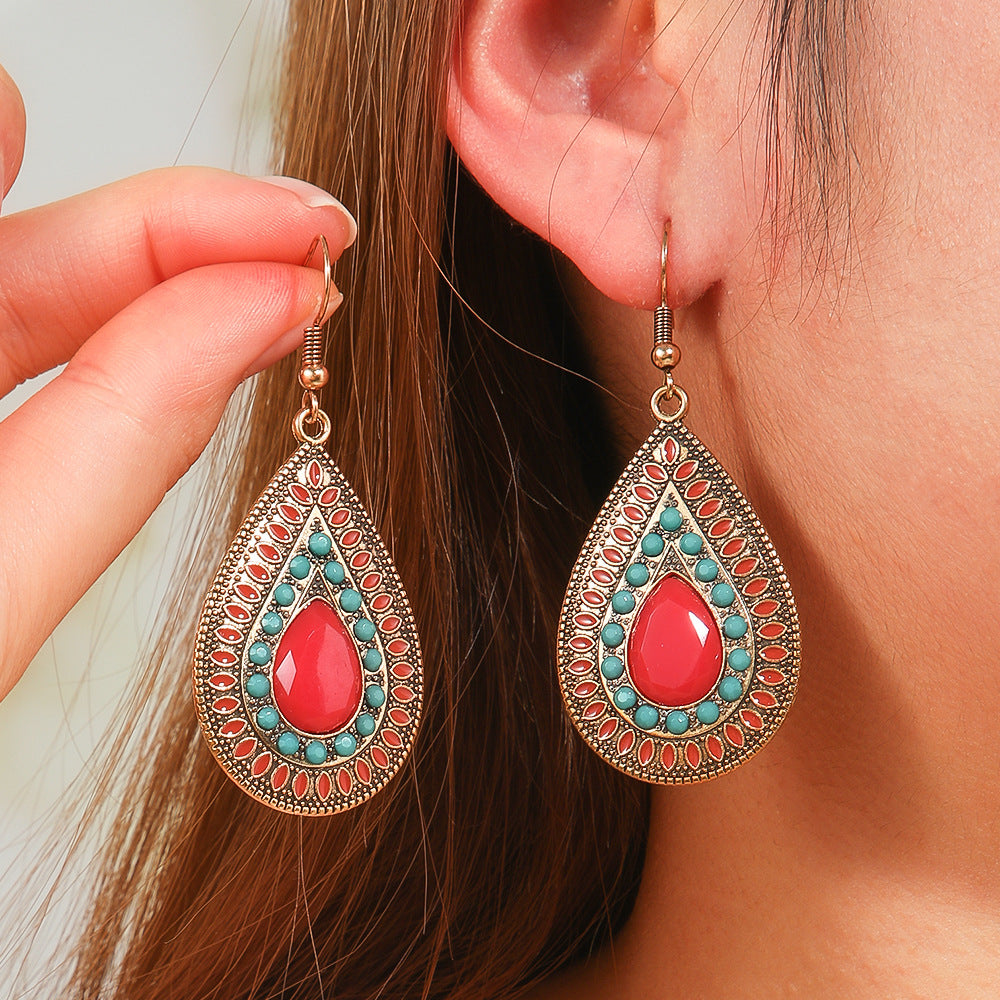 Bohemian Tassel Drop Earrings Colorful Ethnic Jewelry Set