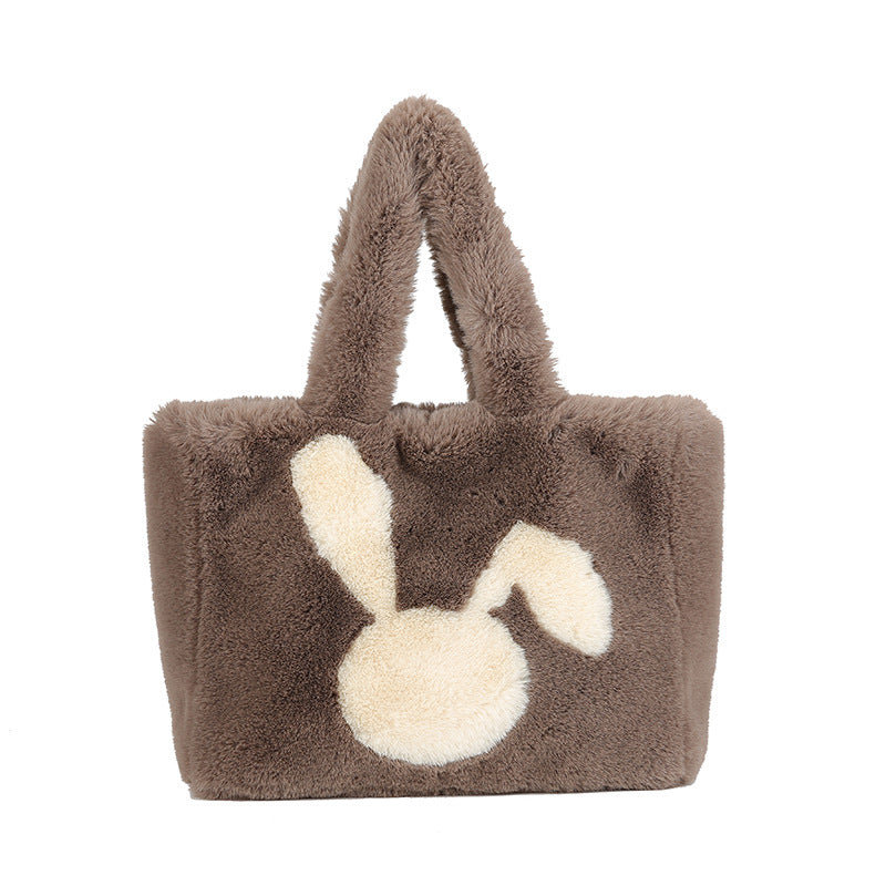 Cute Furry Tote Bag Fashionable Chic Plush Shoulder Bag