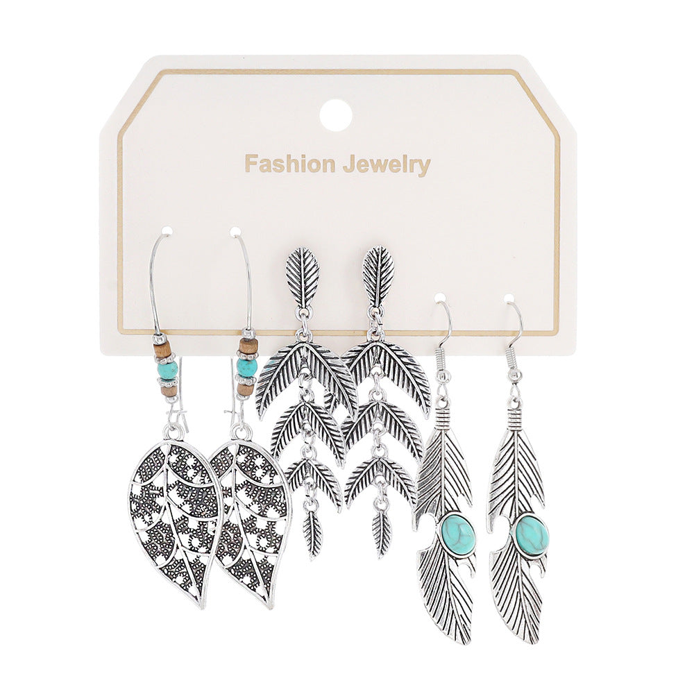 Bohemian Turquoise Tassel Earrings Vintage Alloy Jewelry