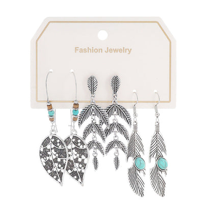 Bohemian Turquoise Tassel Earrings Vintage Alloy Jewelry