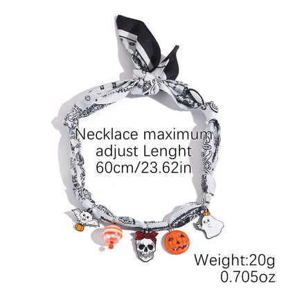 Halloween Skull Pumpkin Pendant Scarf Necklace