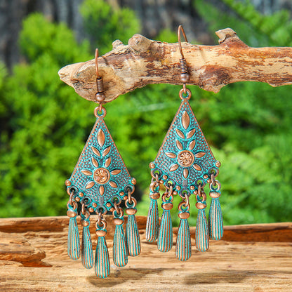 Bohemian Style Tassel Drop Earrings Vintage Zinc Alloy Jewelry