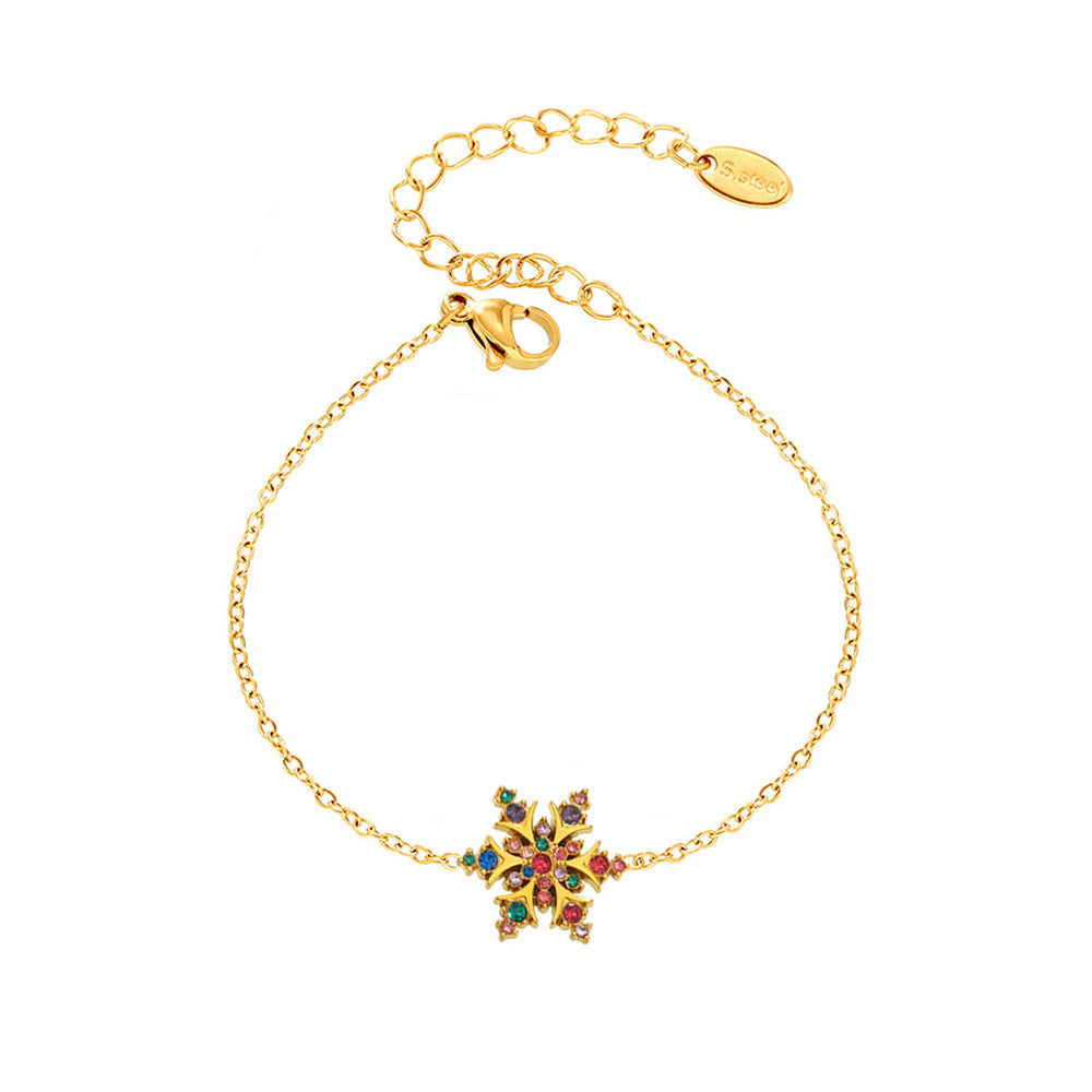 Sparking Cubic Zirconia Snowflake Chain Bracelet