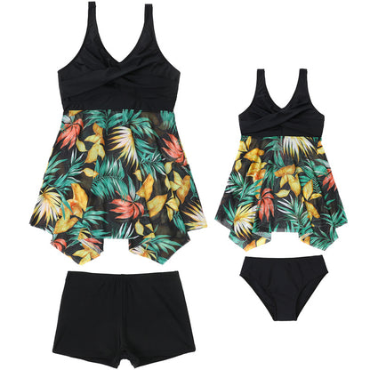 Plus Size Two-Piece Swimwear For Women With Mesh Skirt