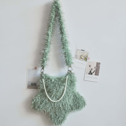 Star Shaped Cute Tassel Plush Shoulder Bag