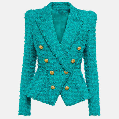 Trendy Fringed Tweed Blazer For Elegant Style