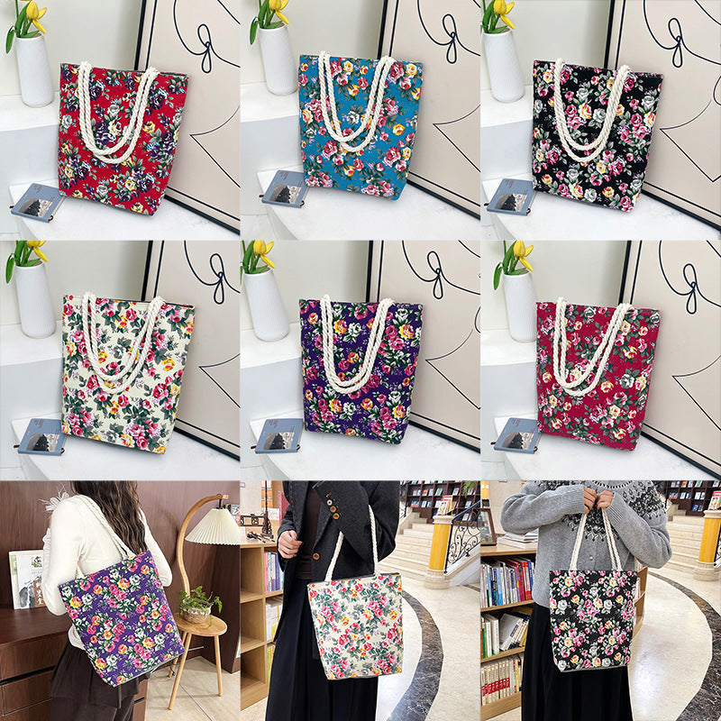 Fashionable Floral Canvas Tote Bag for Women