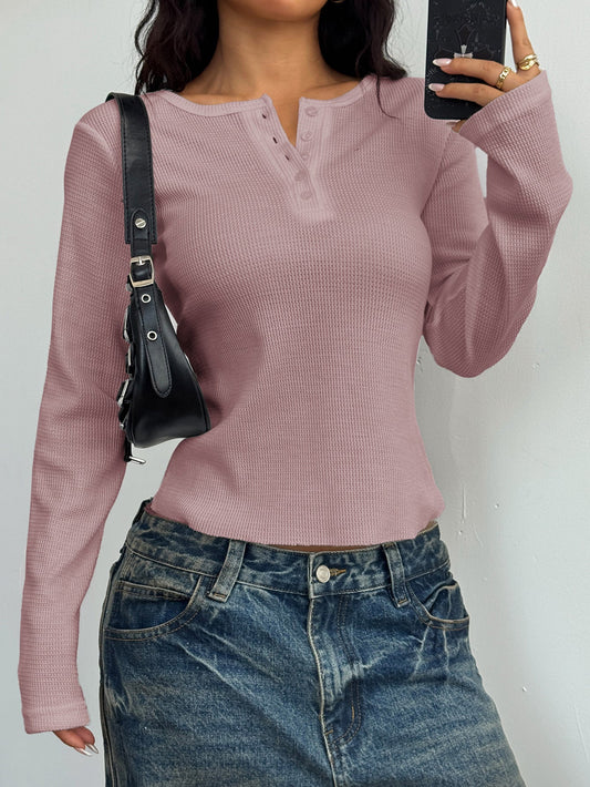 Y2K Button-Up Long Sleeve Vest T-Shirt for Women