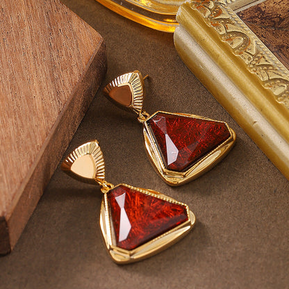 Fashionable Geometric Triangle Resin Earrings For Women