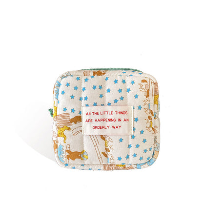 Quilted Makeup Bag with Animal Prints - Breathable & Portable