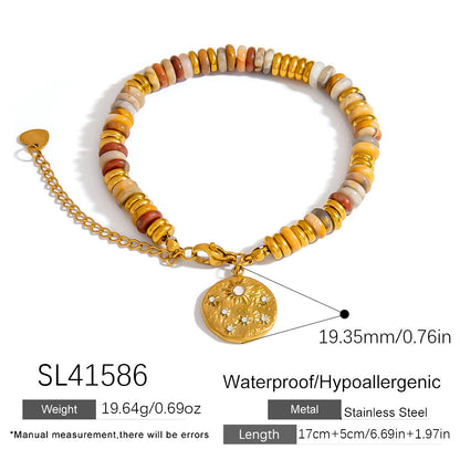 Geometric Sun Pendant Stainless Steel Bracelet Stylish Casual Jewelry