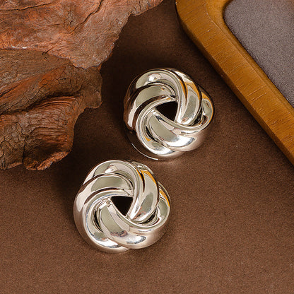 Geometric Silver Needle Earrings Trendy High-End Design