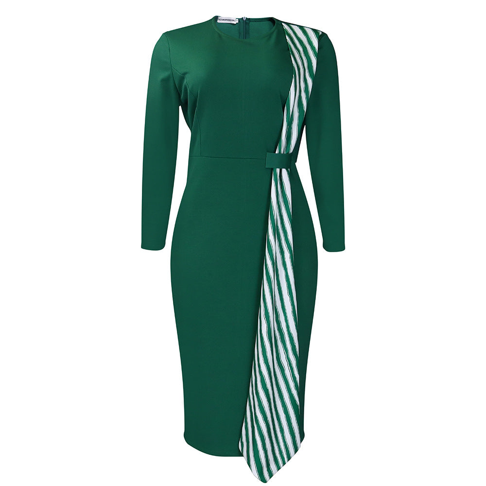 Elegant Pencil Dress Casual Round Neck Slim Fit