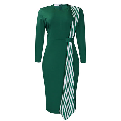 Elegant Pencil Dress Casual Round Neck Slim Fit