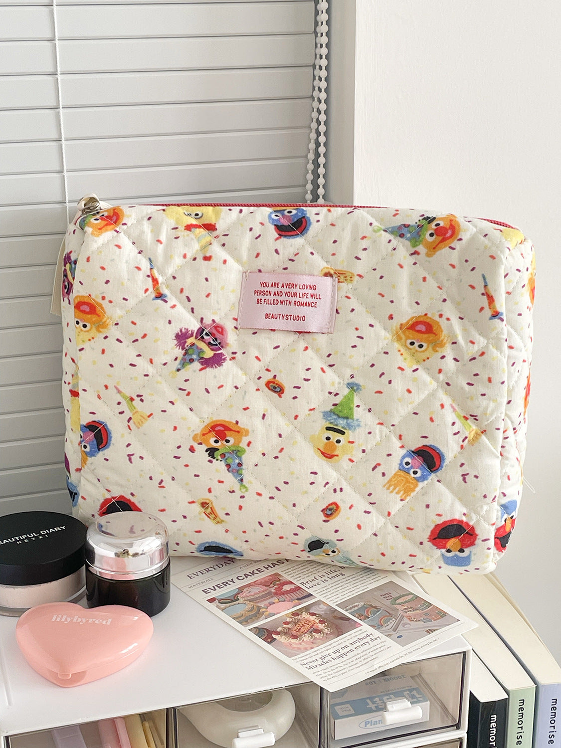 Sesame Street Cartoon Makeup Bag Cute Portable Storage Pouch