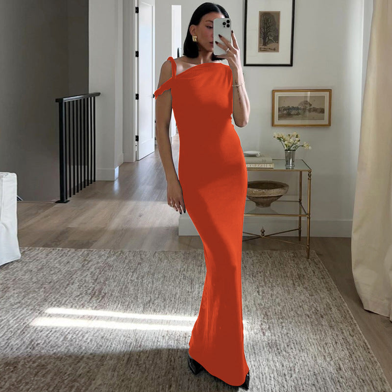 Elegant Solid Color Slim-Fit Maxi Dress