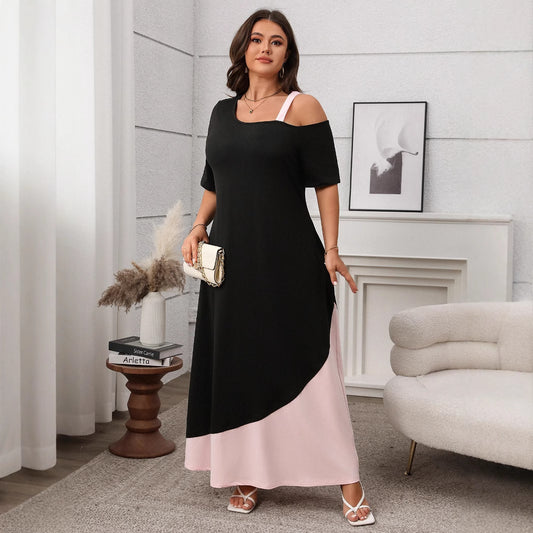 Womenâs A-Line Solid Color Spliced Midi Dress