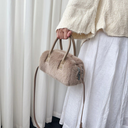 Vintage Winter Furry Faux Fur Tote Bag