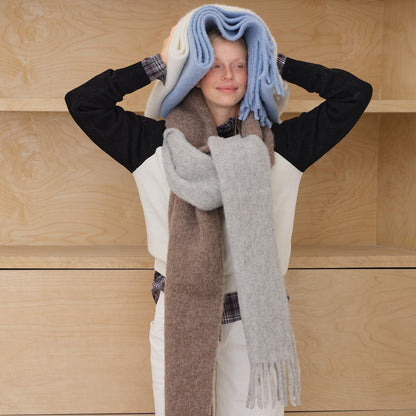 Alpaca Wool Blend Scarf for Women Soft Solid Color Winter Accessory
