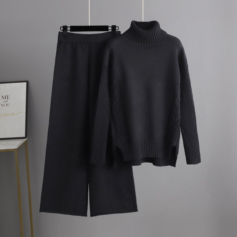 2+ Loose High Collar Knit Sets