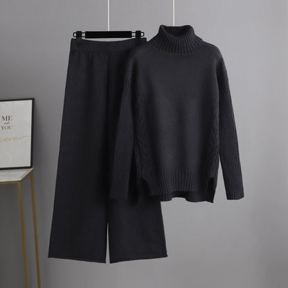 2+ Loose High Collar Knit Sets