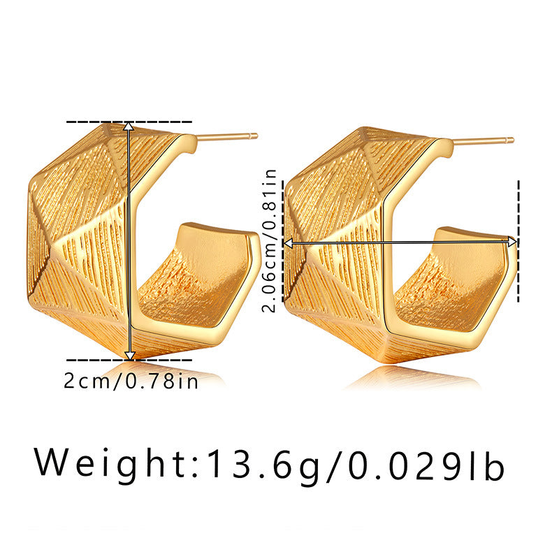 Vintage Chunky Brushed Gold Stud Earrings