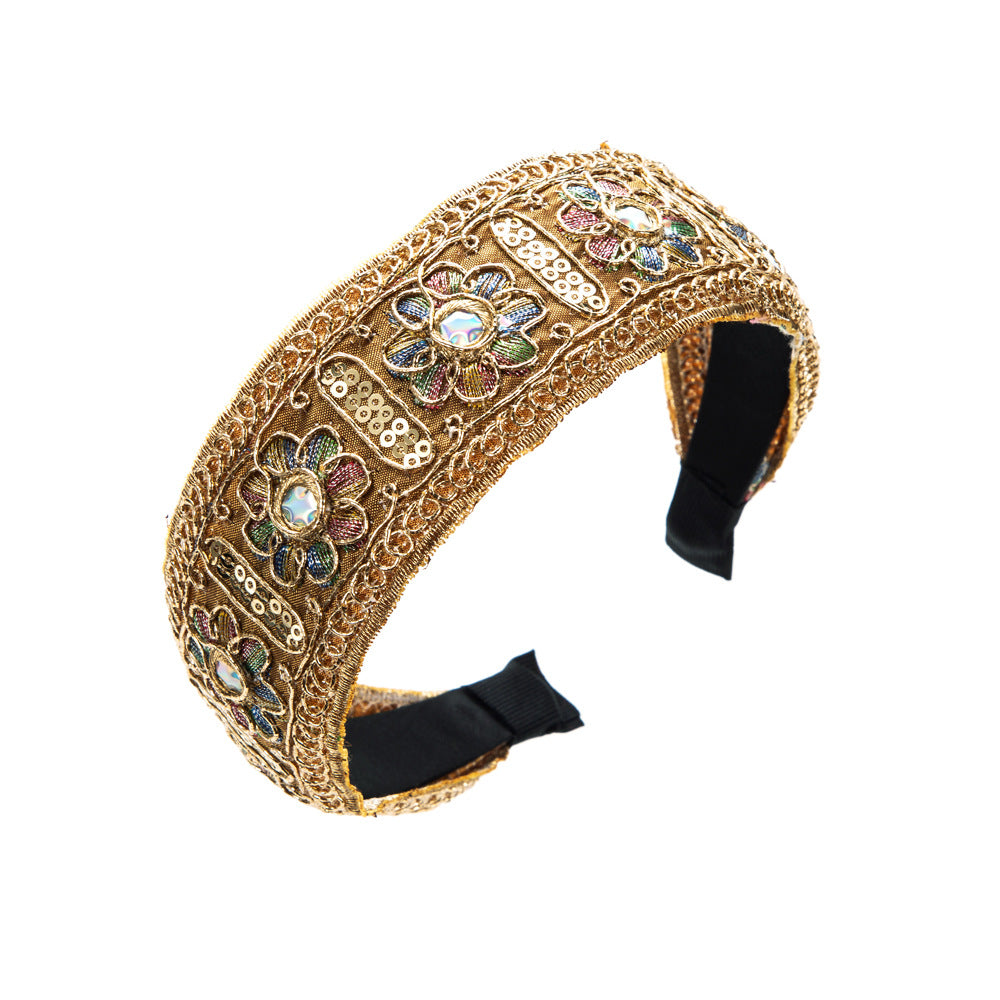 Vintage Floral Wide Headband for Women