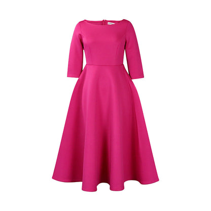 Elegant Solid Color A-Line Dress Polyester Blend