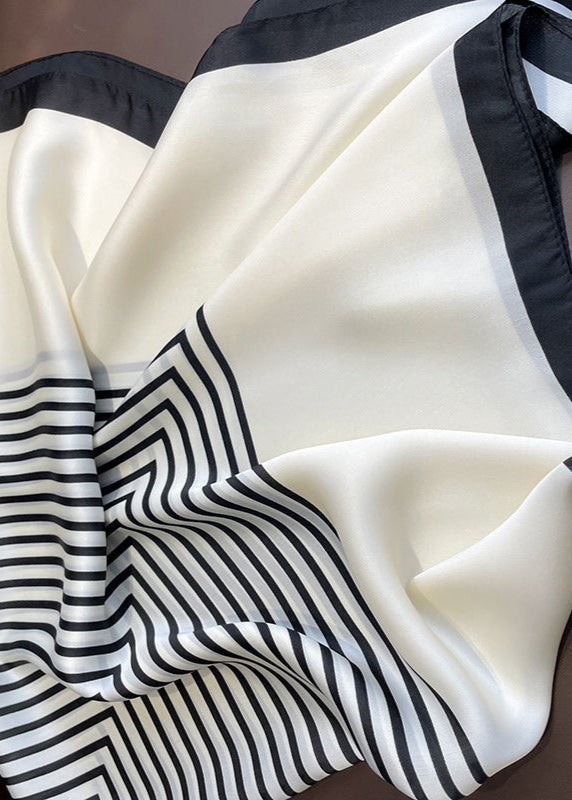 Monochrome Chevron Silk Polyester Satin Scarf