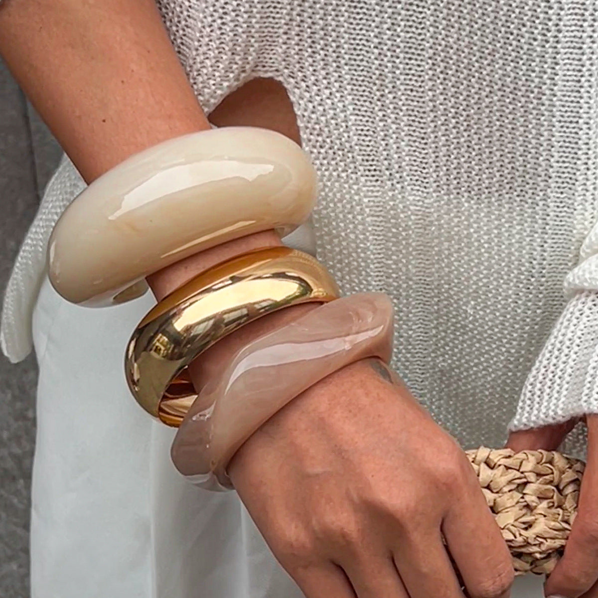 Vintage Irregular Wide Acrylic Bracelets