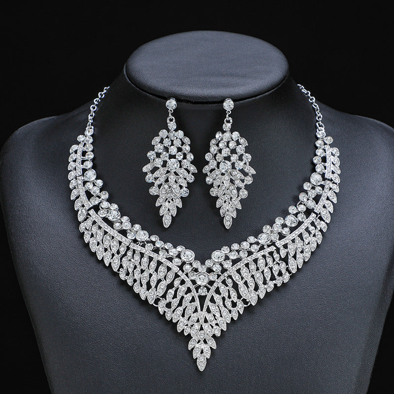 Alloy Choker Necklace With Crystal Gemstones - Vintage Style Jewelry Set