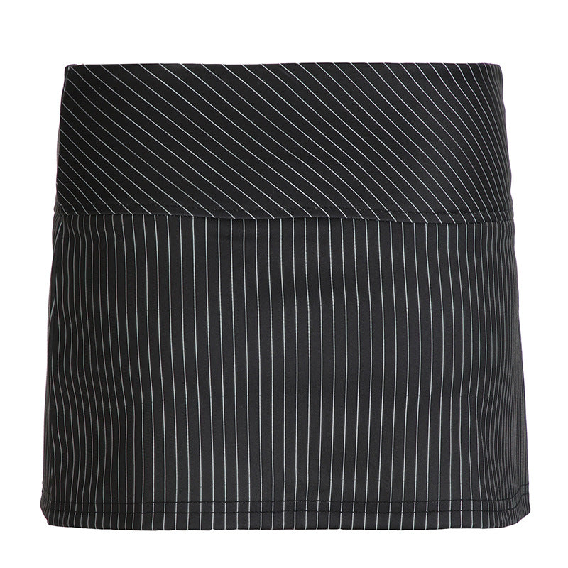 Striped Hip Wrap Slim Mini Skirt