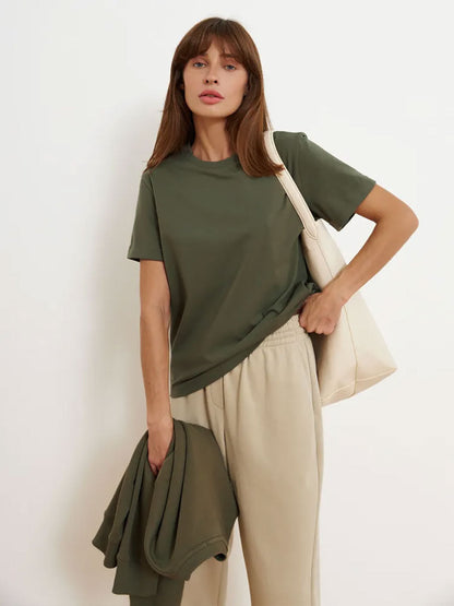 Casual Solid Cotton Short Sleeve T-Shirt for Everyday Wear