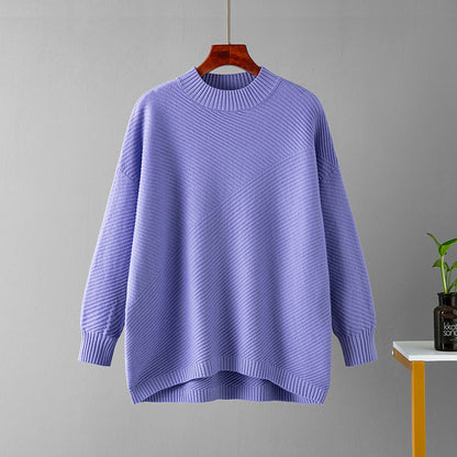 Retro Mock Neck Oversized Pullover Knit Sweater