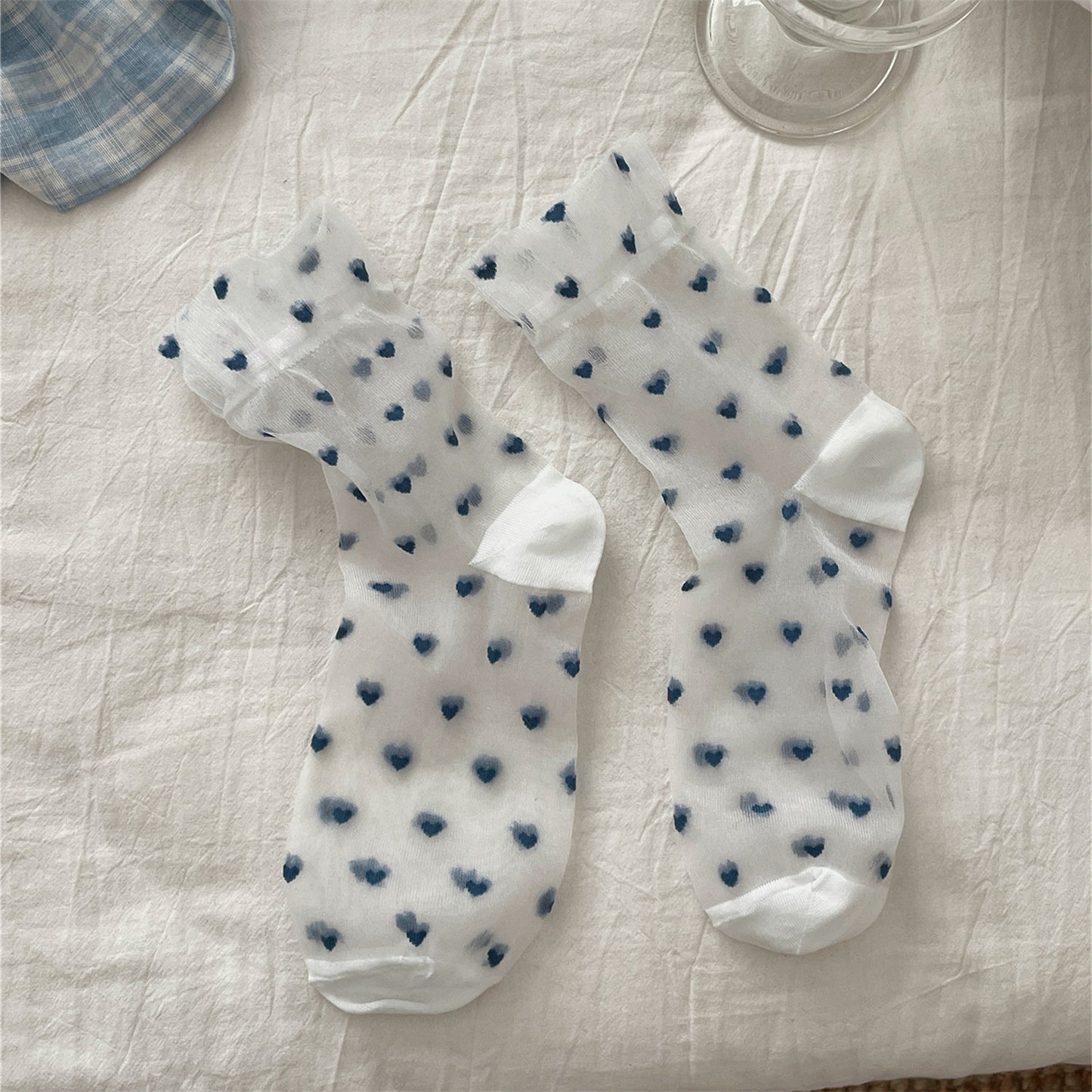 Rufia - Cute Heart Pattern Summer Mid-Calf Socks