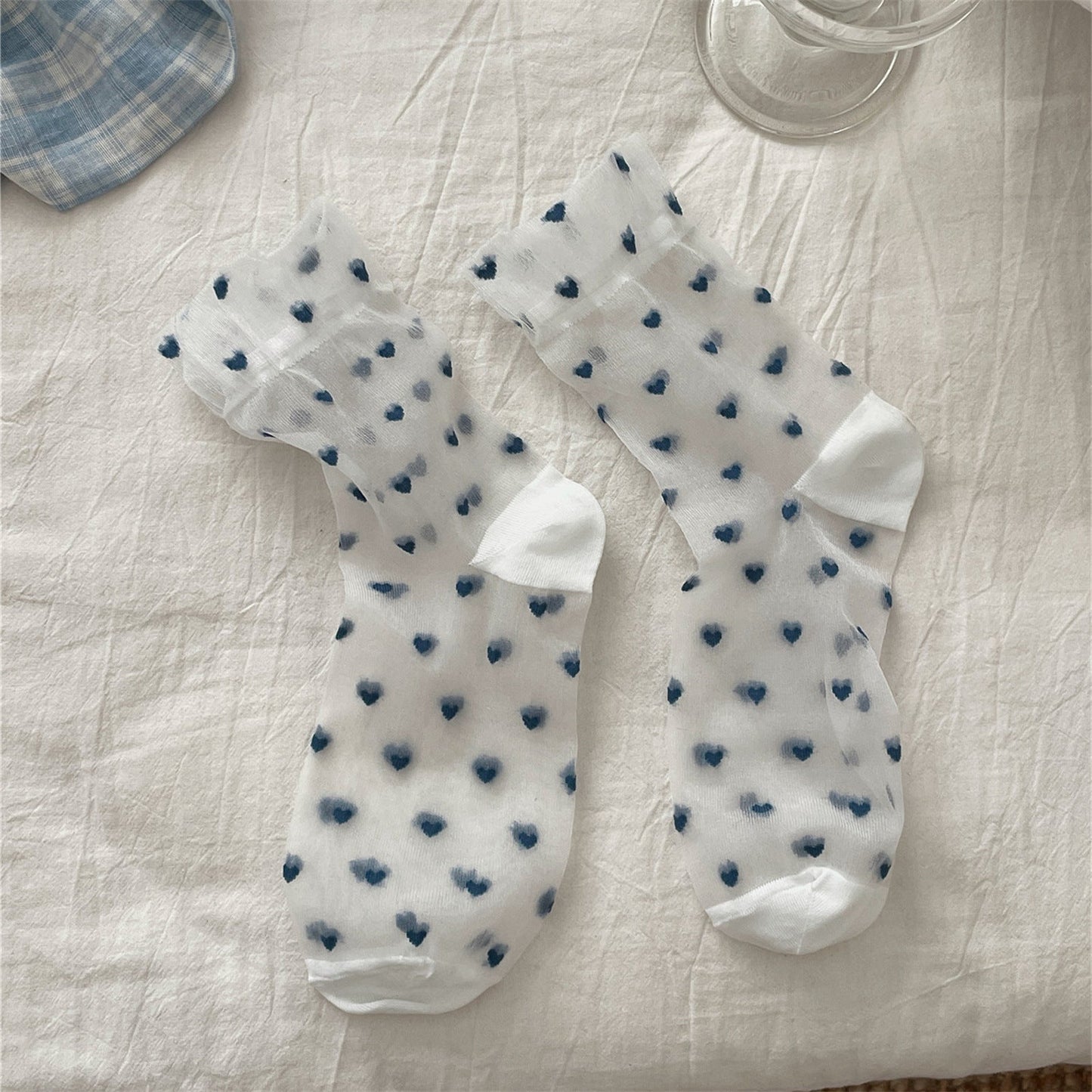 Rufia - Cute Heart Pattern Summer Mid-Calf Socks