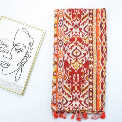 Ethnic Style Print Silk Scarf Satin Simple Ladies Long Scarf Spring And Summer Scarf Shawl