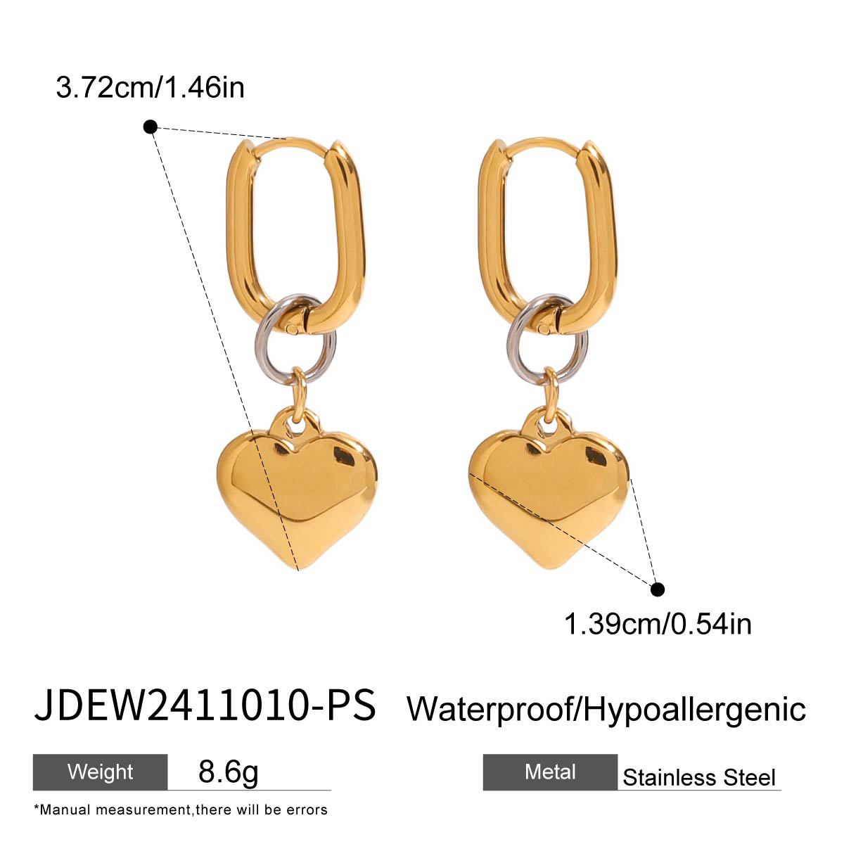 Love Pendant Cute Hoop Earrings