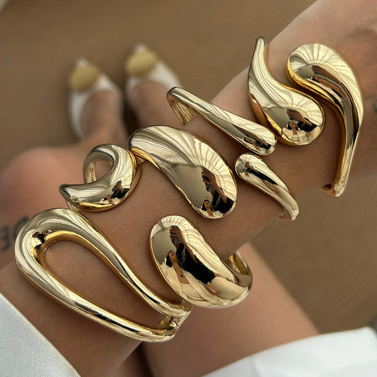 Futuristic Metal Shine Bracelet Trendy Geometric Jewelry