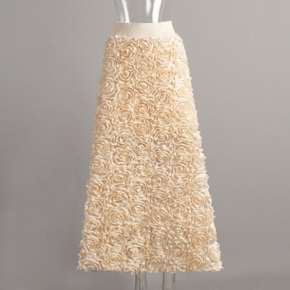 Elegant Petal Design Maxi Skirt for Evening Events