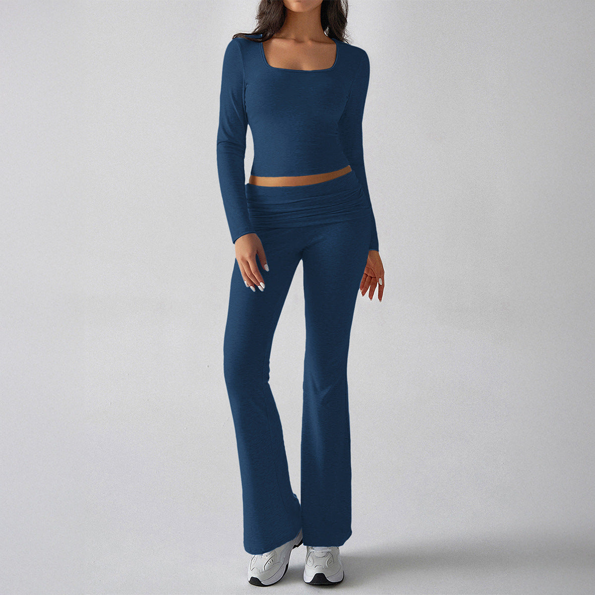 Casual Knit Long Sleeve Top and Pants Set