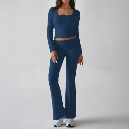 Casual Knit Long Sleeve Top and Pants Set